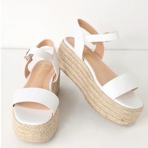 CORSA WHITE ESPADRILLE FLATFORM SANDALS - Size 10
